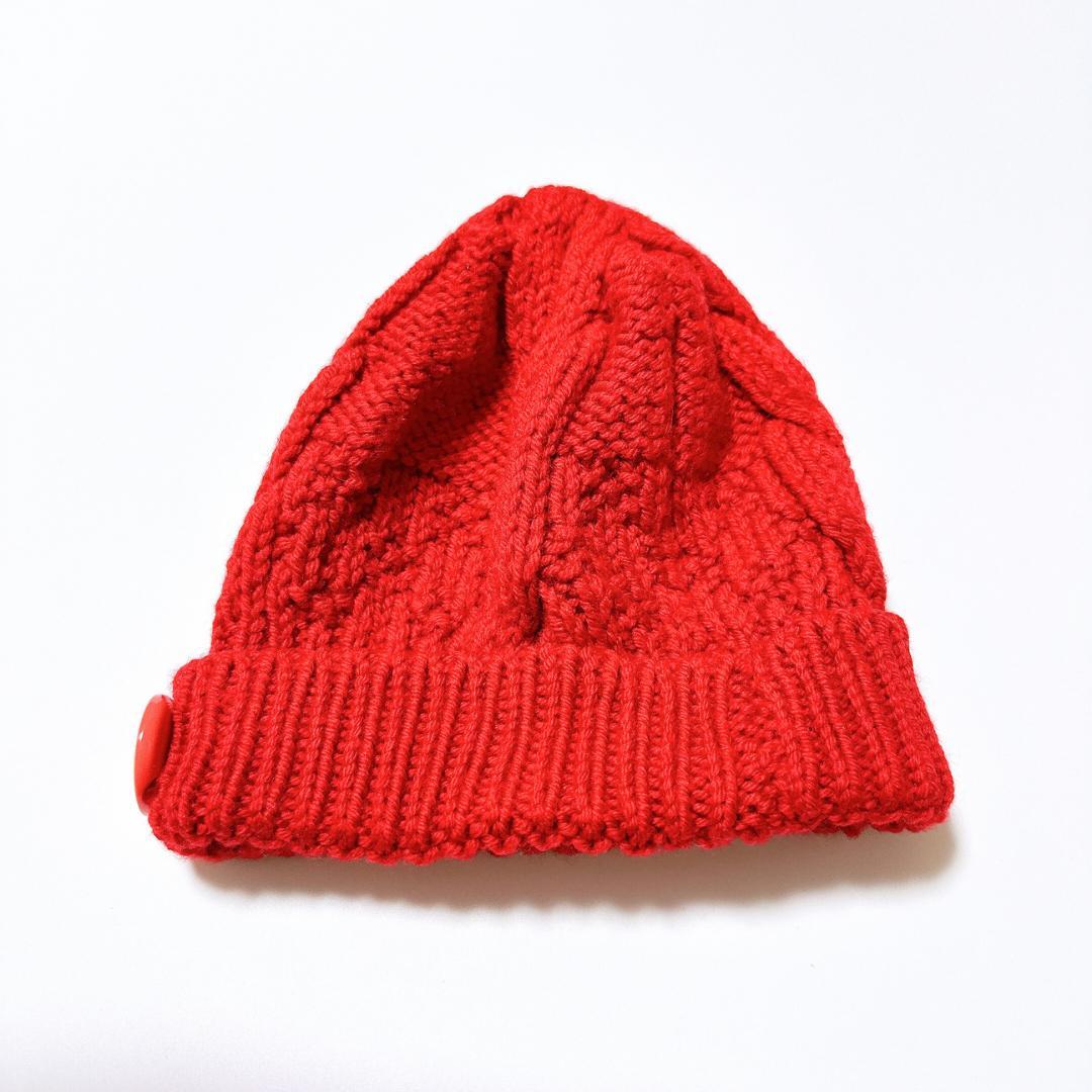 【美品】LOUIS VUITTON ニット帽 ニットキャップ 赤 ウール