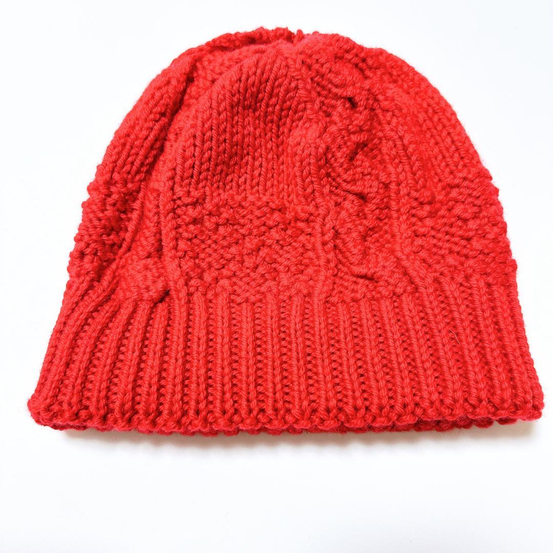 【美品】LOUIS VUITTON ニット帽 ニットキャップ 赤 ウール