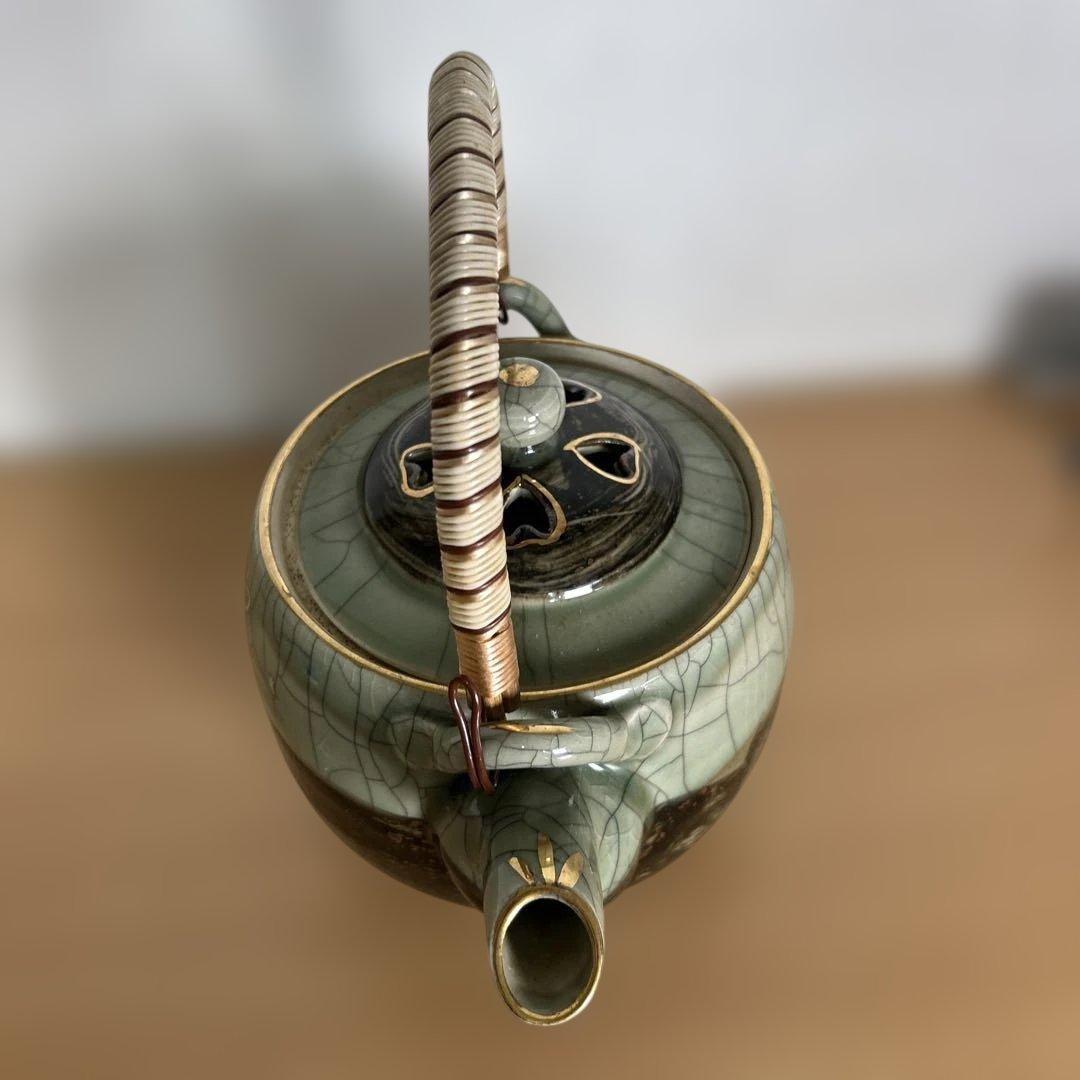 自宅保管品未使用　相馬焼 特大急須 双馬 金馬 美品