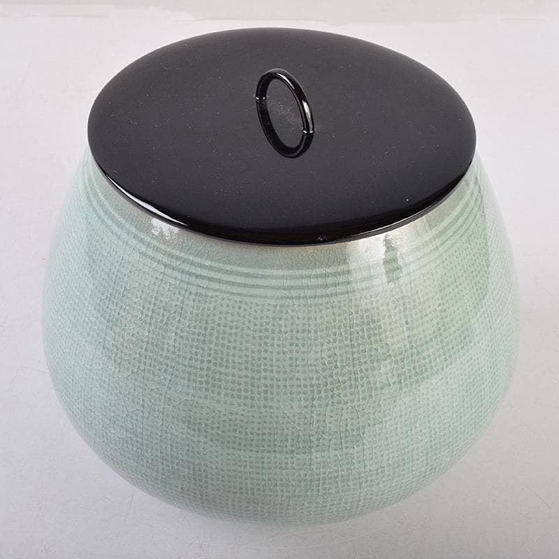 韓国人間文化財　柳海剛（柳根瀅）作　高麗青磁　象嵌　水指　共箱　M　R8896B