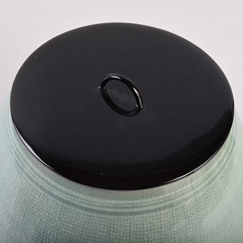 韓国人間文化財　柳海剛（柳根瀅）作　高麗青磁　象嵌　水指　共箱　M　R8896B