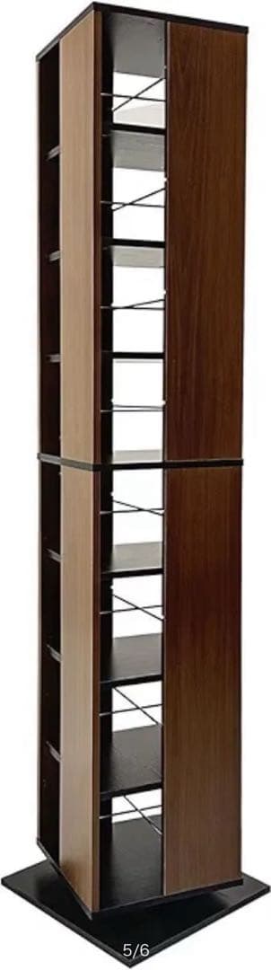 09SJ-K新品木製 360度回転式スリムブックラックシェルフ本棚8段大容量収納