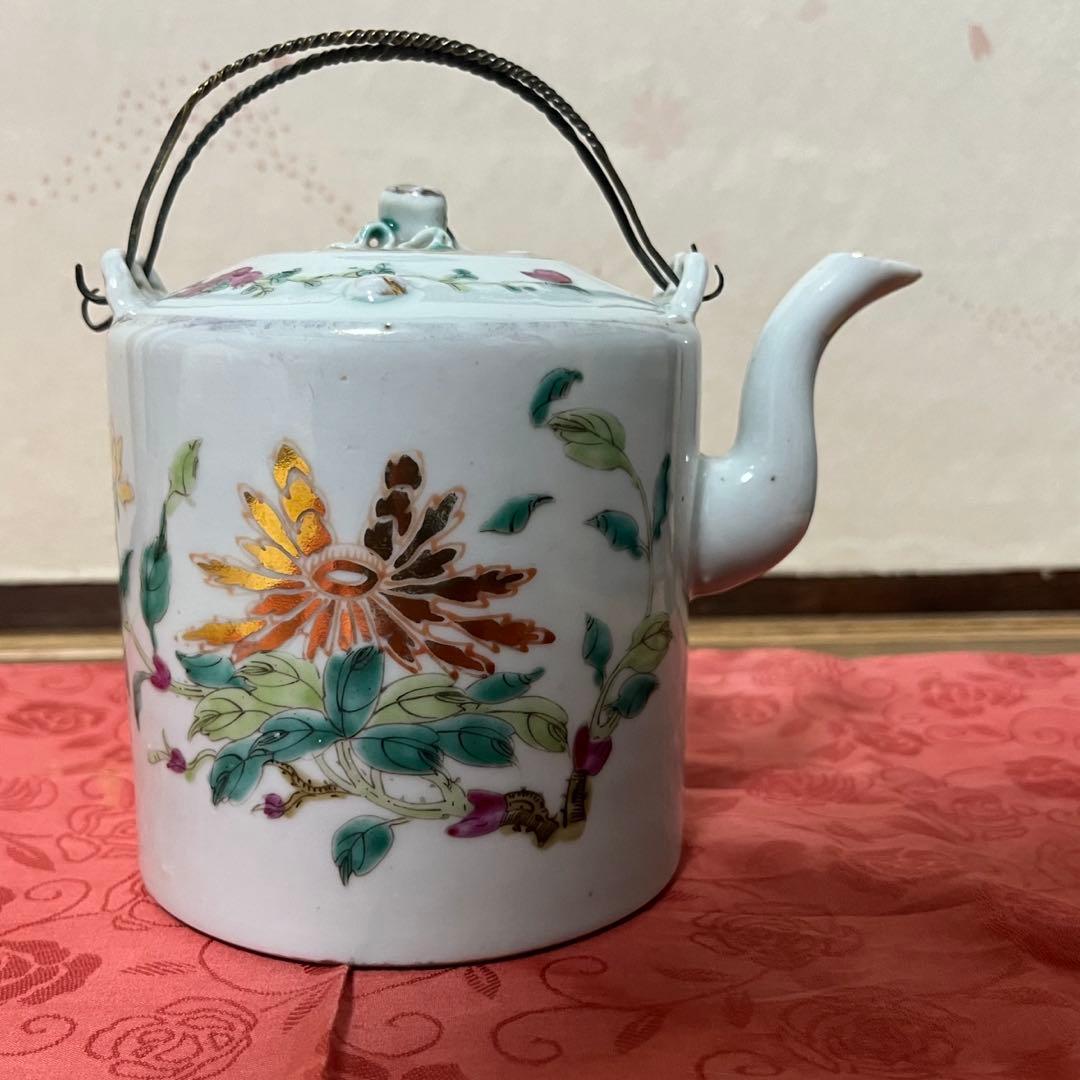 中国茶器　前茶道具　急須　水注　アンティーク粉彩　お値下げしました