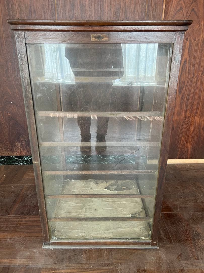 【O-1633】ガラスキャビネット ガラス戸 レトロ アンティーク ビンテージ