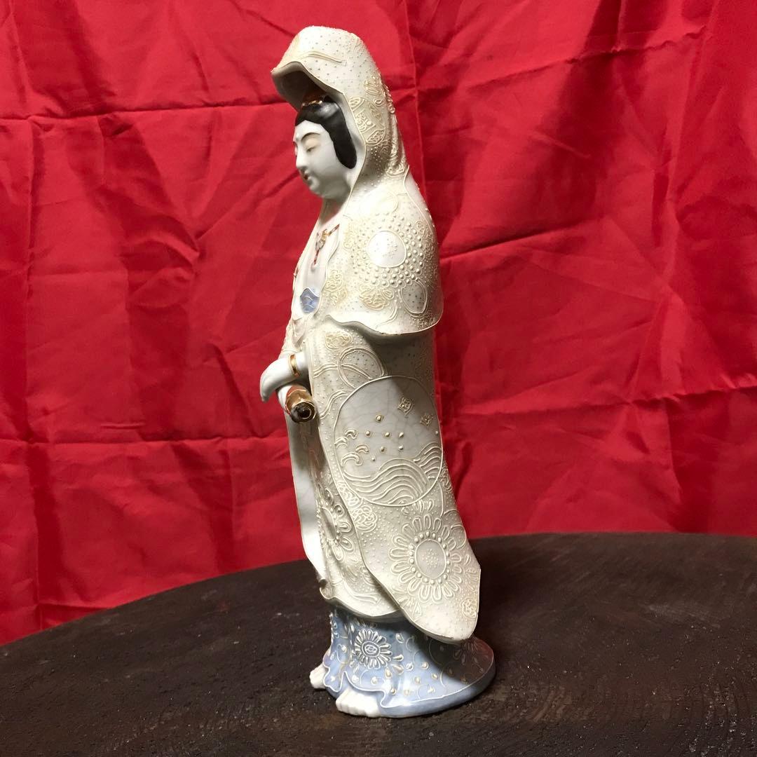 開運‼️無病息災☆仏教美術 ☆骨董九谷焼 観音立像 ♣縁起置物 ♣守護仏♣