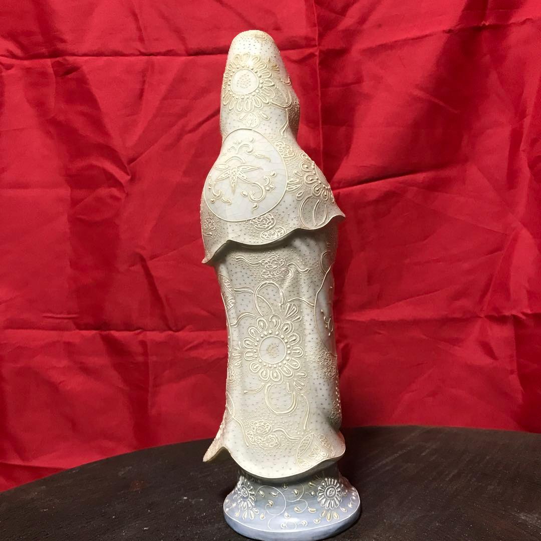 開運‼️無病息災☆仏教美術 ☆骨董九谷焼 観音立像 ♣縁起置物 ♣守護仏♣