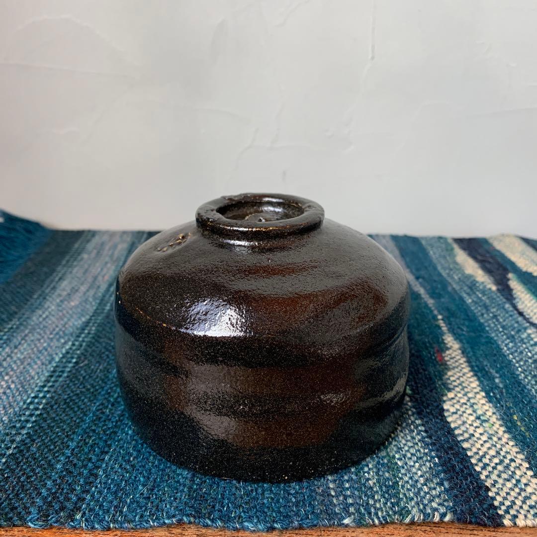 黒楽茶碗　手びねり　作家物　銘あり　抹茶茶碗　陶芸