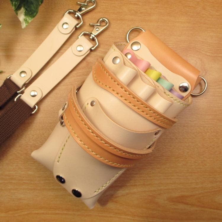 ヌメ革ナチュラル＆カラフル　７丁差し　シザーケース　SCA-254/NB