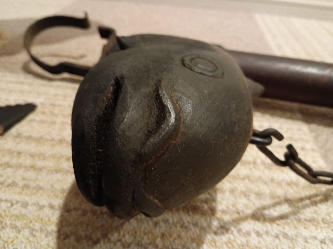 魚　鯛　縁起物　アンティーク古民家骨董囲炉裏吊 自在鉤 竹製 自在鍵 古道具