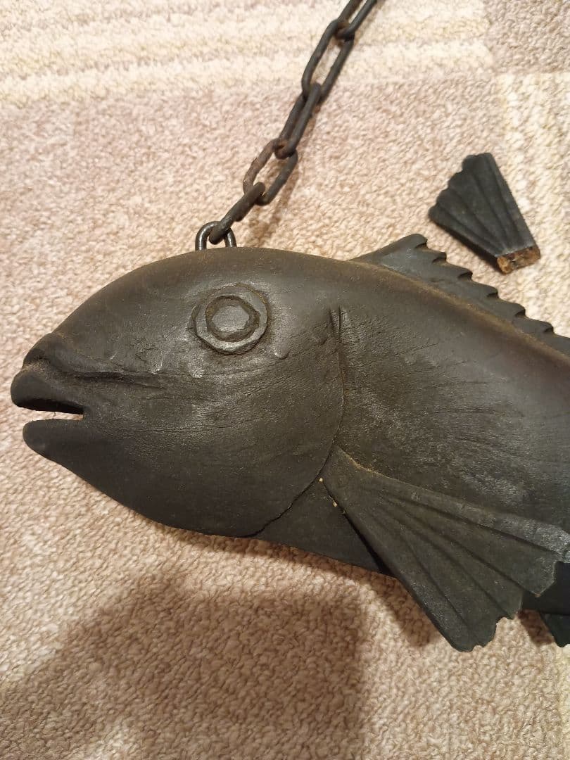 魚　鯛　縁起物　アンティーク古民家骨董囲炉裏吊 自在鉤 竹製 自在鍵 古道具