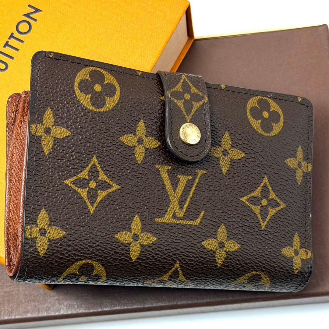 良品 ルイヴィトン モノグラム ポルトモネ ビエ ヴィエノワ がま口 財布 茶