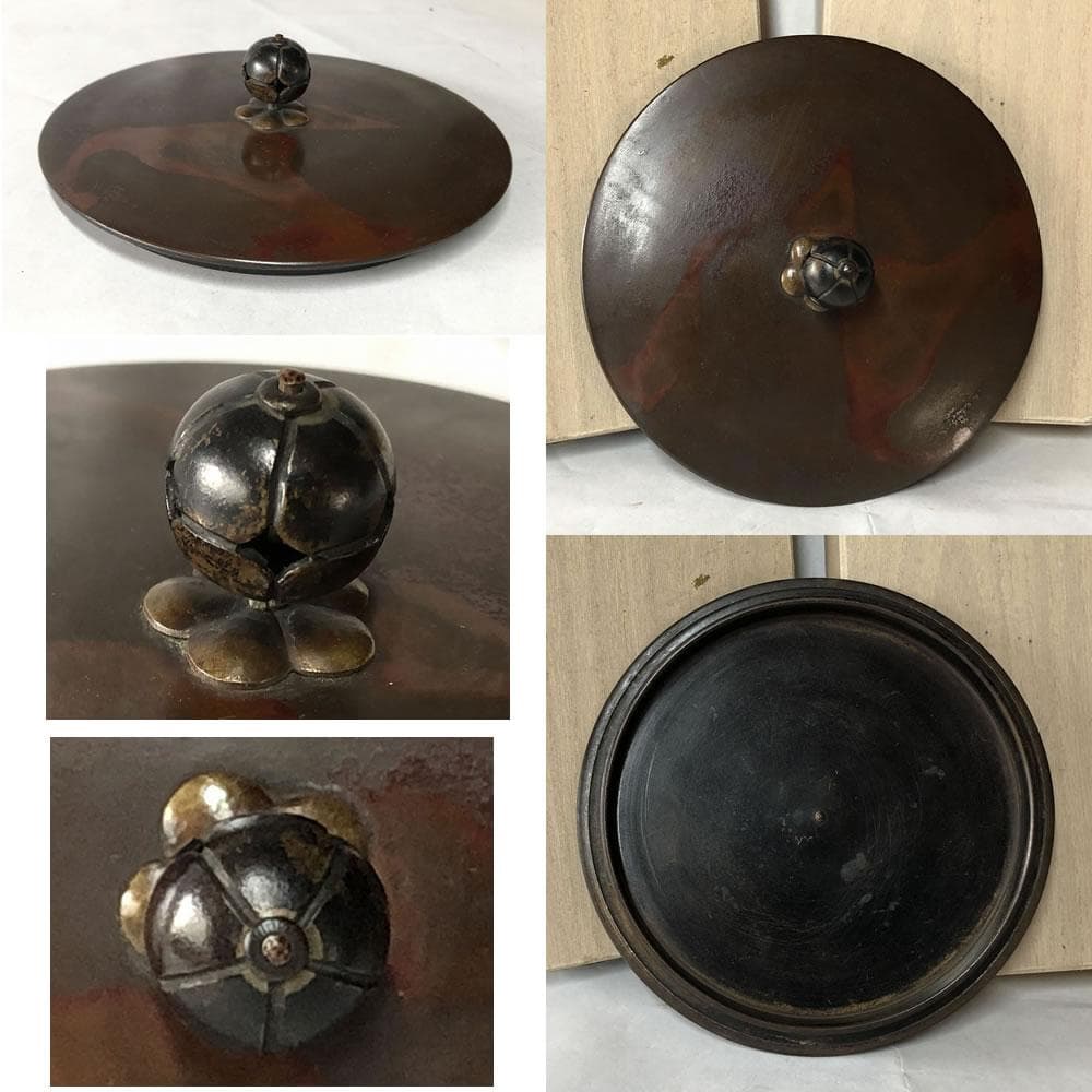 e2851 四代 金谷五郎三郎 時代 古釜 共箱 茶釜 茶道具