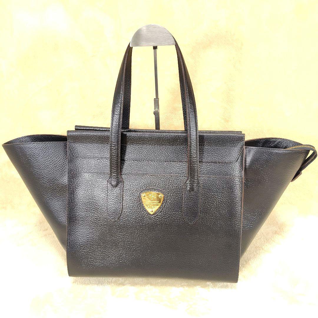 未使用級 ATAO ピッコラ バンドバッグ トートバッグ レザー ブラック ロゴ