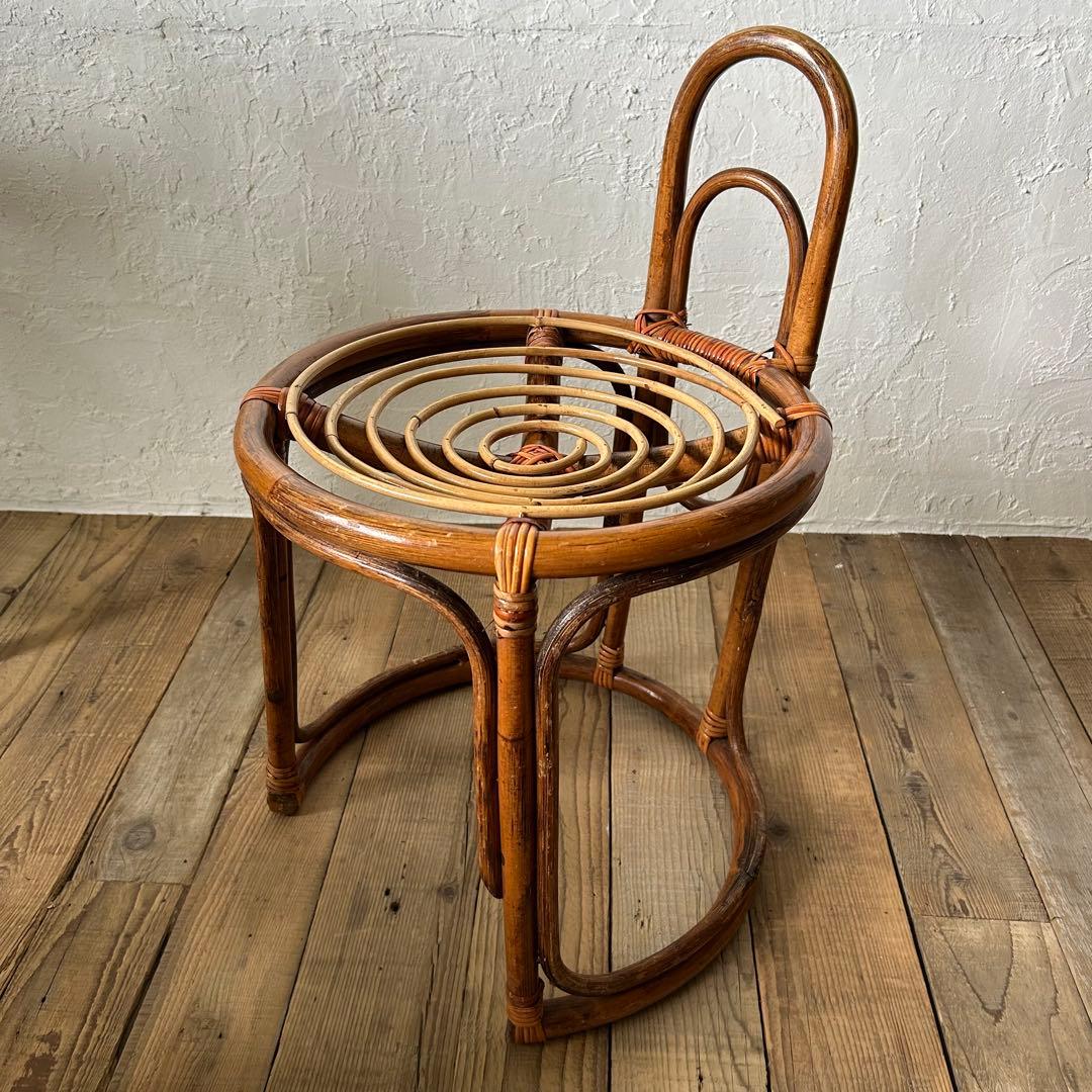 ラタン 籐 ミニテーブル & チェア の セット