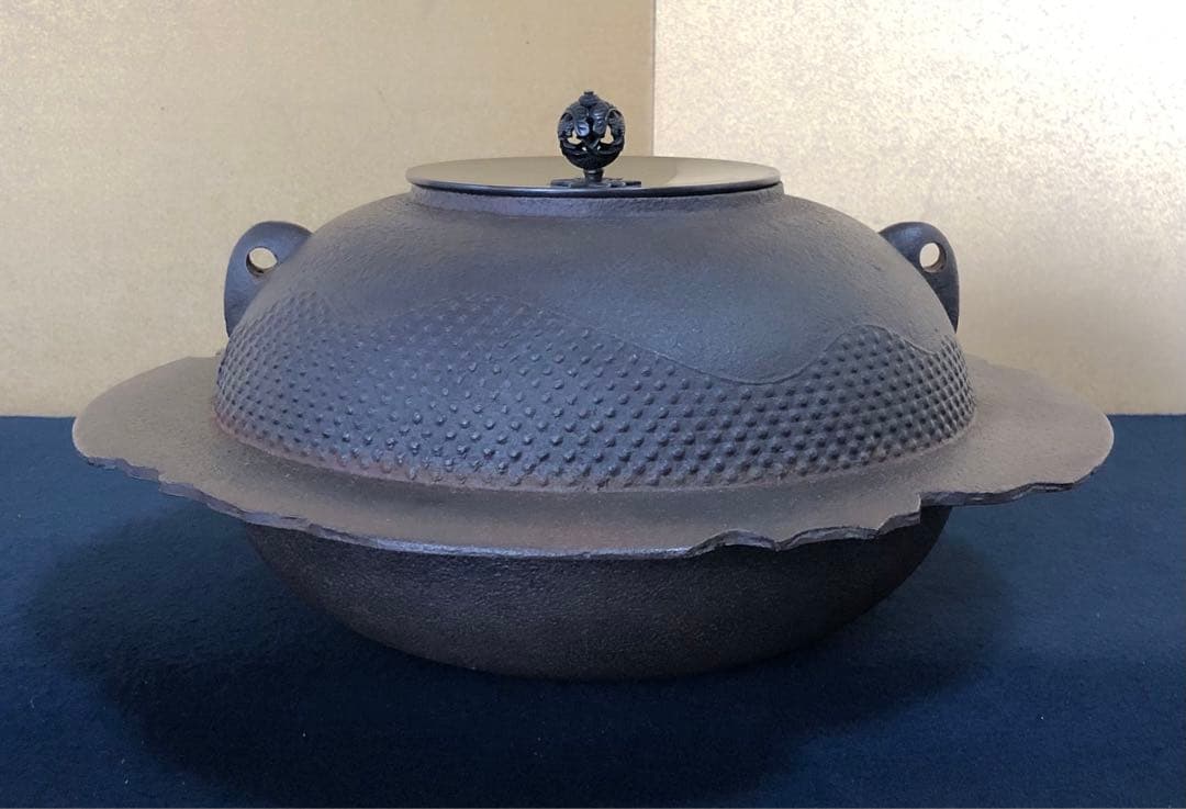 割引❗️《レ》茶道具 遠山霰 透木釜 釜師 菊地政光 透木付 共箱251027う1