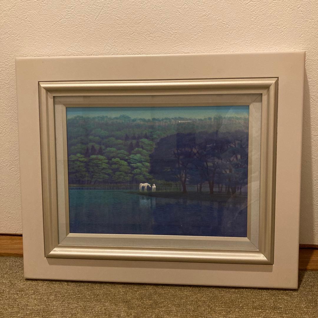 富谷一明　油彩 馬 シルバーフレーム