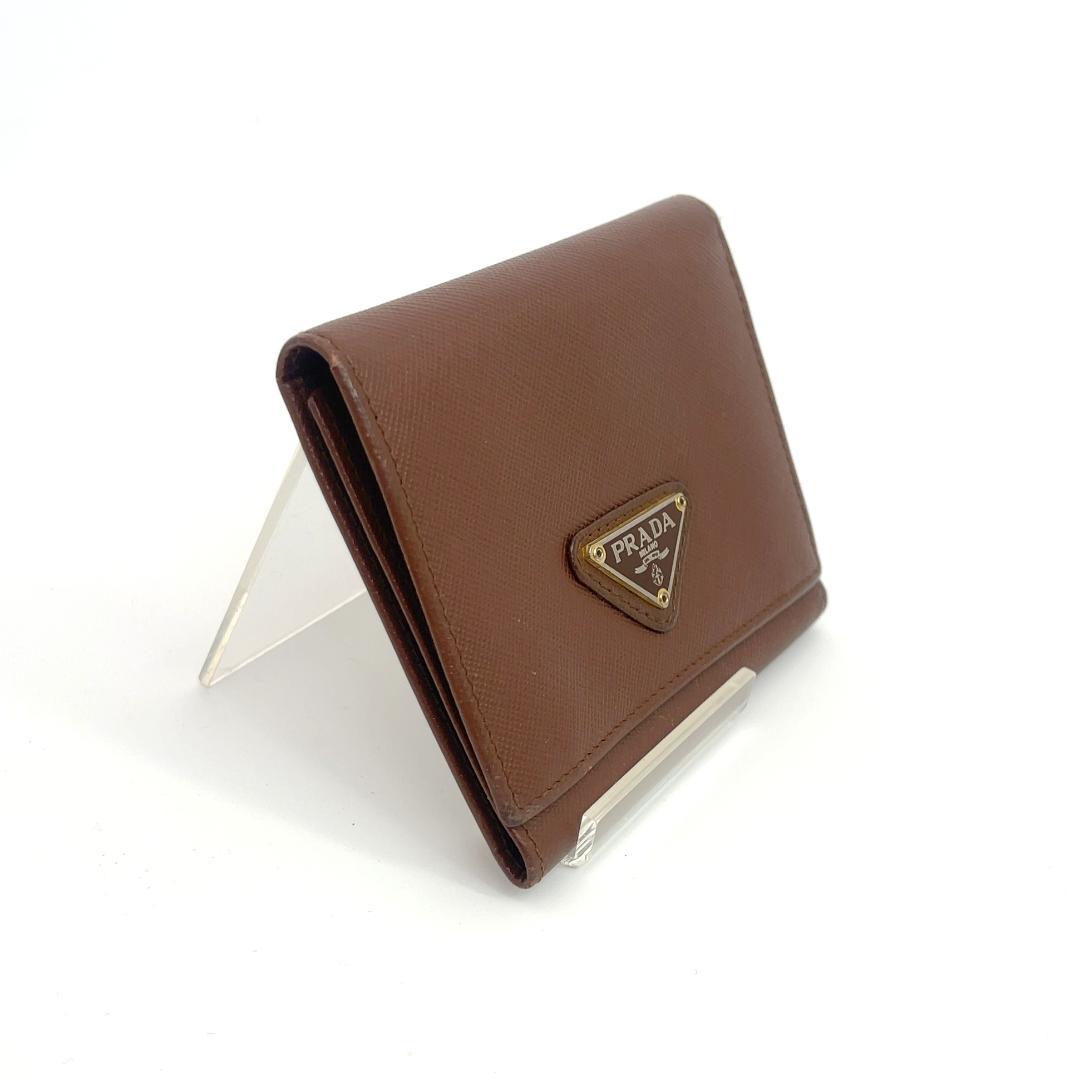 PRADA プラダ サフィア―ノレザー ブラウン 三つ折り 財布 Wallet