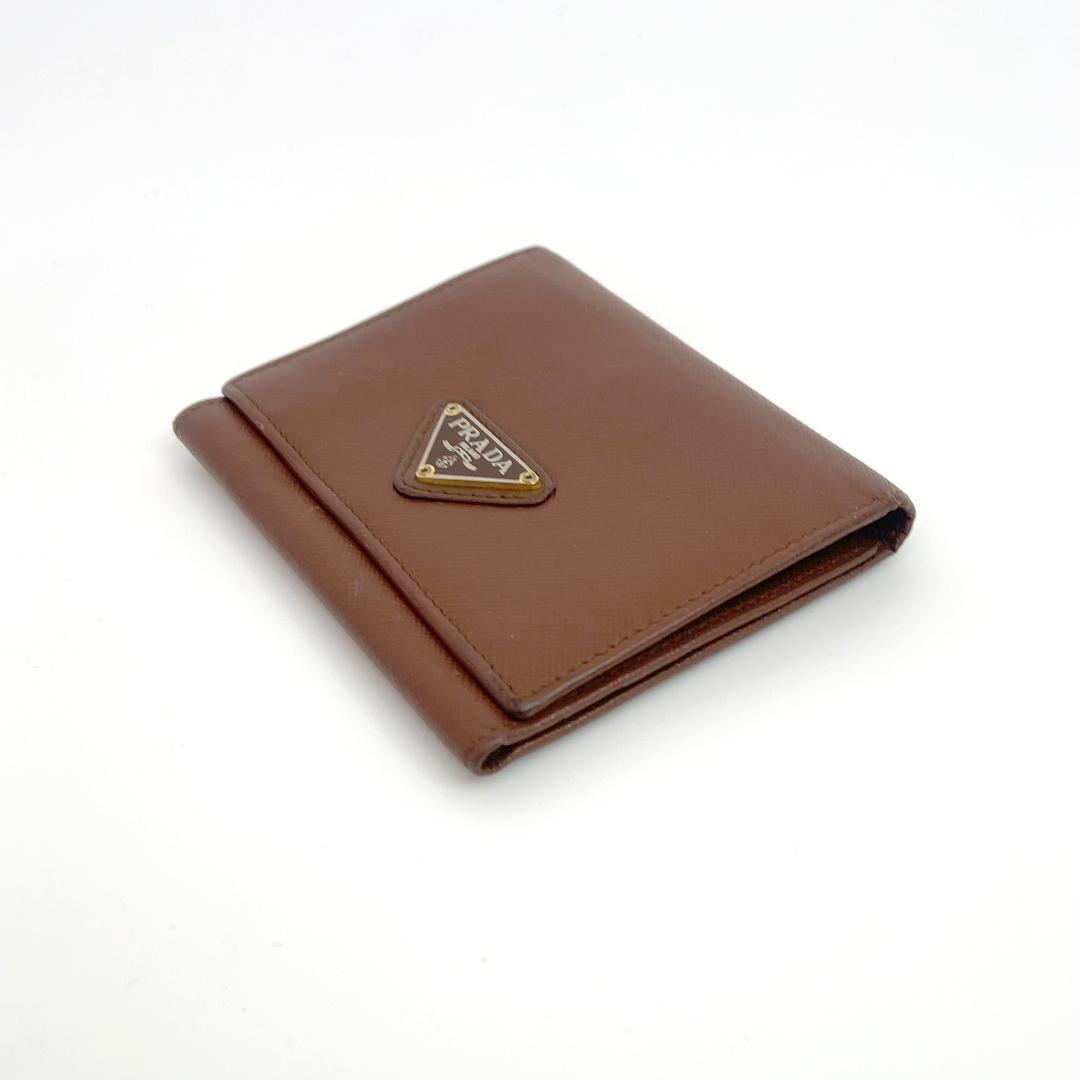 PRADA プラダ サフィア―ノレザー ブラウン 三つ折り 財布 Wallet