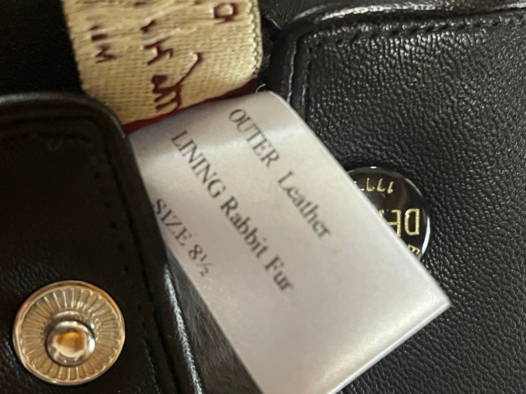 【美品】 デンツ DENTS ラビット 英国 手袋 黒 レザー メンズ 老舗