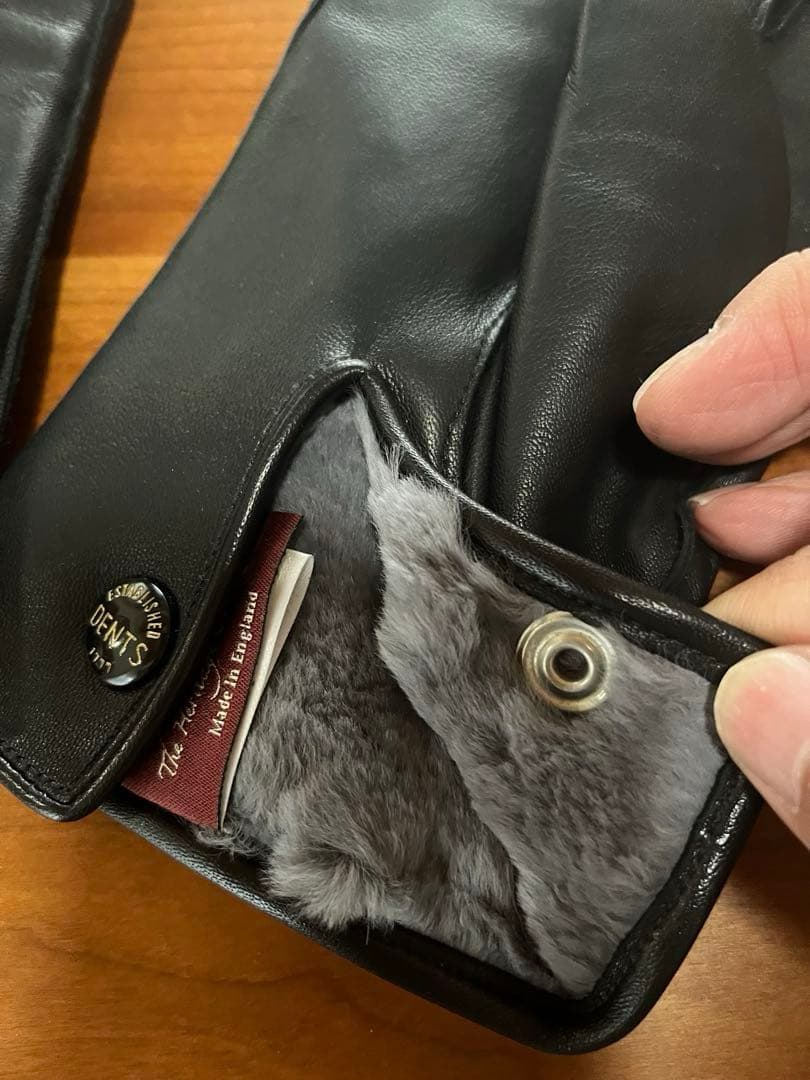 【美品】 デンツ DENTS ラビット 英国 手袋 黒 レザー メンズ 老舗