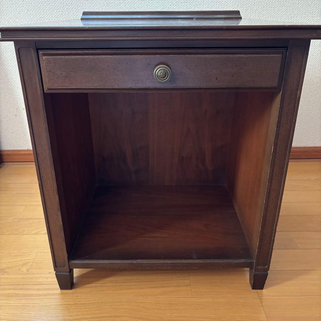 ダークブラウン引き出し付きサイドテーブル アンティーク家具