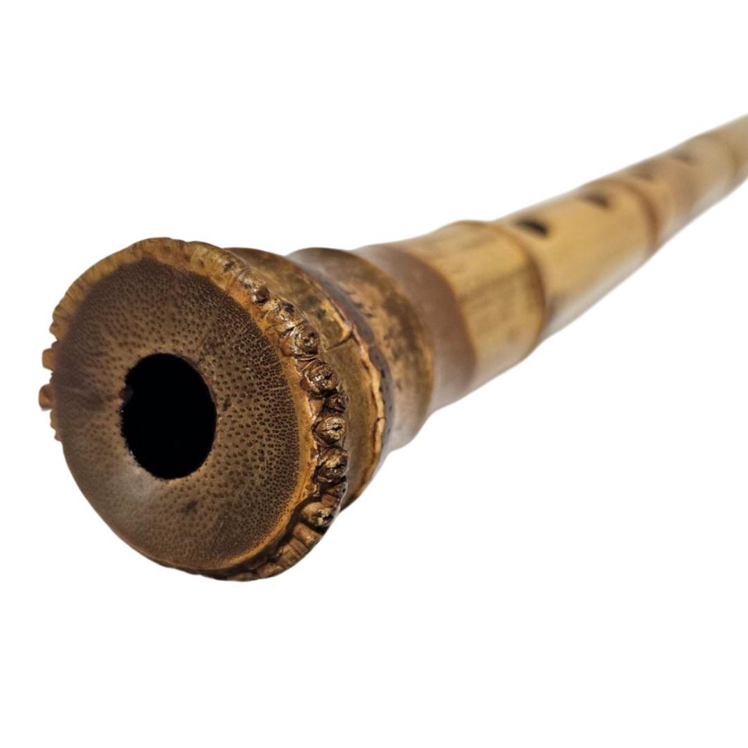 希少 尺八 琴古流 佐竹 1尺7寸 5孔 銘あり 2印 根竹 二分割 和楽器 竹