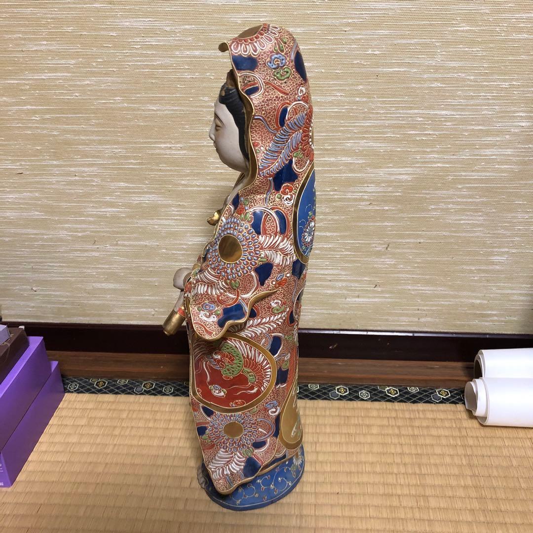 九谷焼◆観音菩薩立像/観音 菩薩◆色絵 金彩◆全高 約45㎝◆骨董/古美術