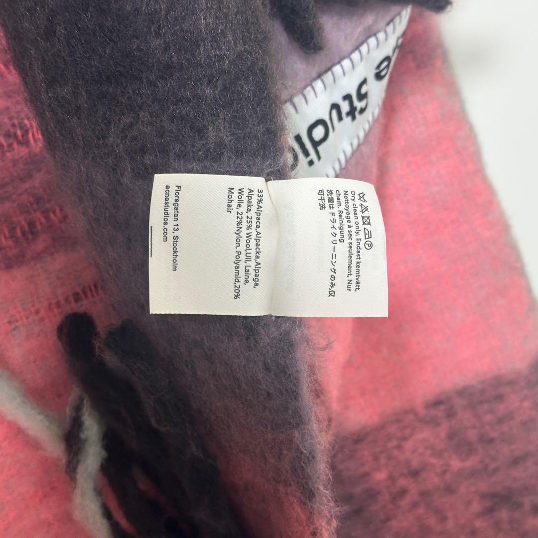 Acne Studios モヘアチェックスカーフ マフラー ピンク グレー 灰色