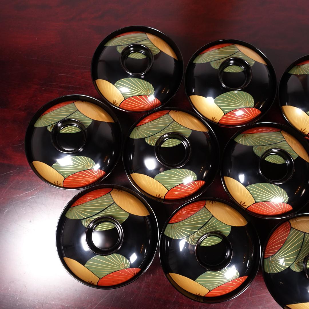 輪島塗 黒塗 蒔絵 吸物椀 10客 共箱