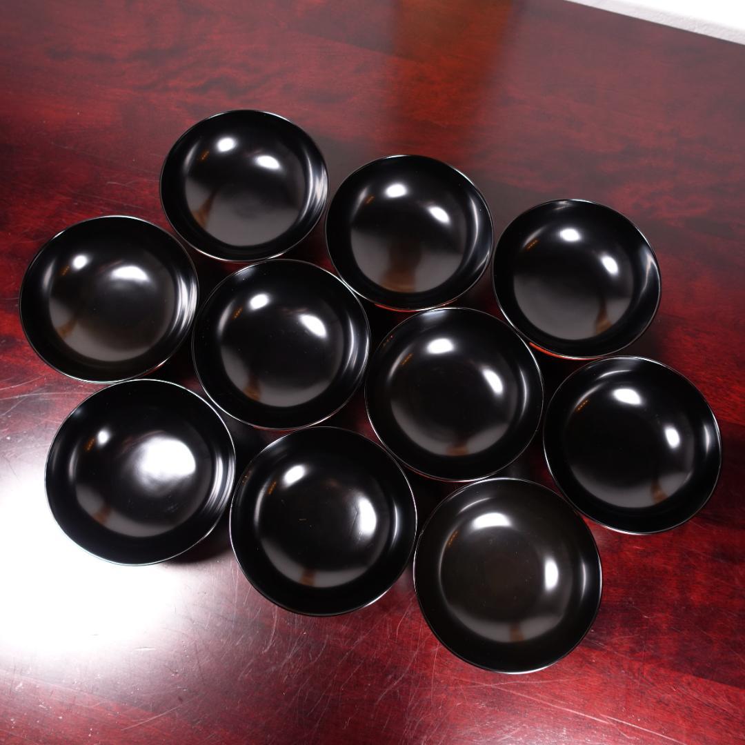 輪島塗 黒塗 蒔絵 吸物椀 10客 共箱