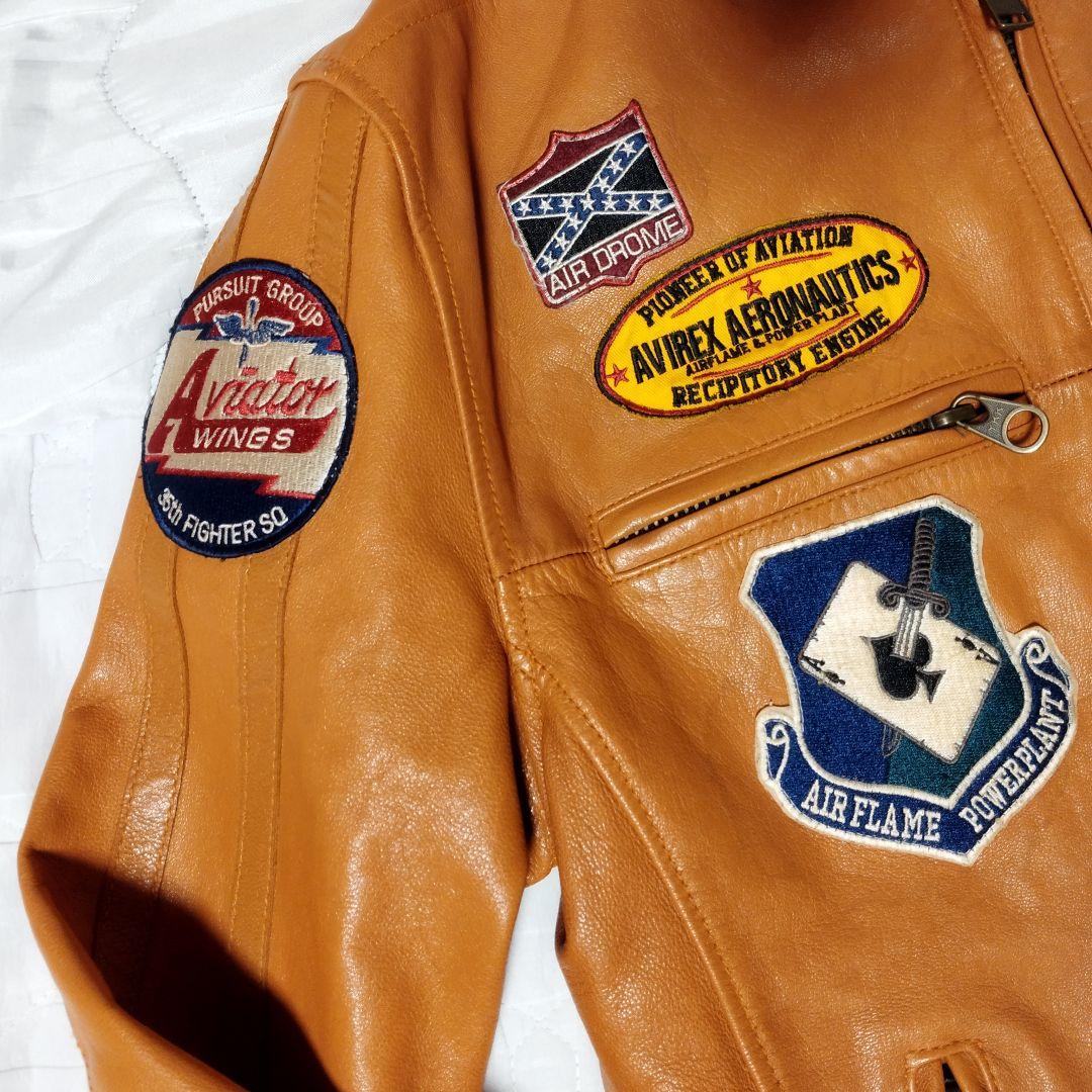 AVIREX パッチ レザージャケット ライダースジャケット アヴィレックス