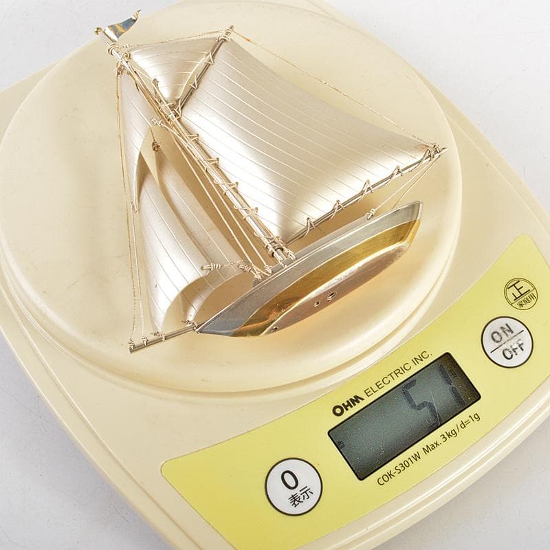 三越謹製　銀製　銀帆船　ヨット　約51g　置物　共箱　M　R7467B