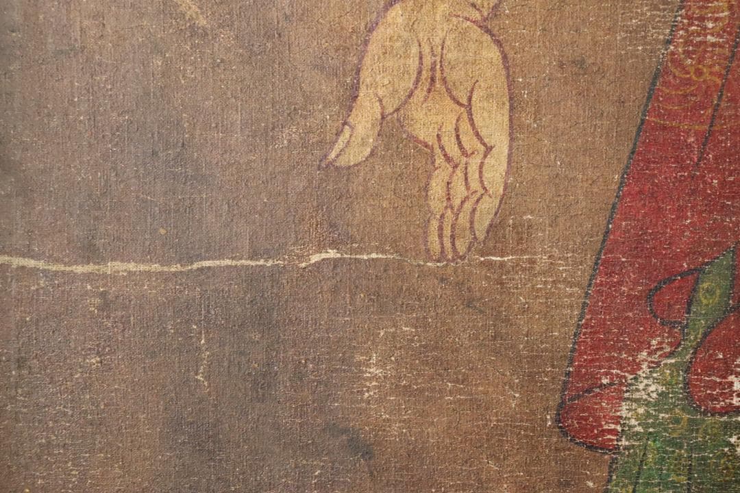 仏教美術 「阿弥陀如来図」 彩色 肉筆 60号 高麗仏画 時代古玩 唐物骨董