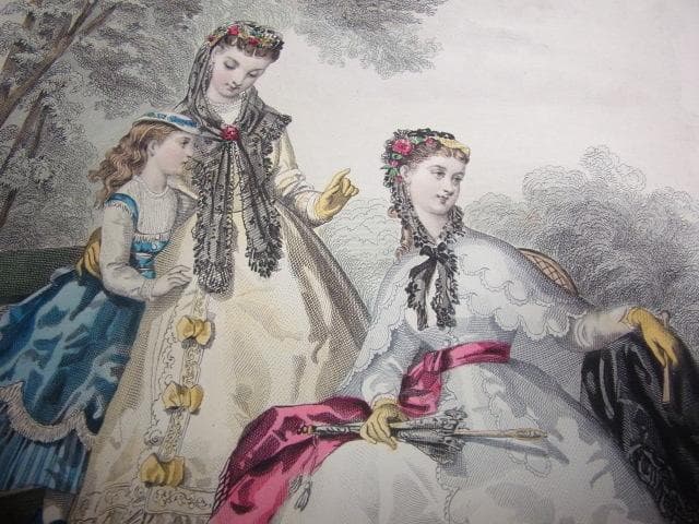 1868年銅版画◆フランス ファッション誌『ラ・モード・イリュストレ』PL.32