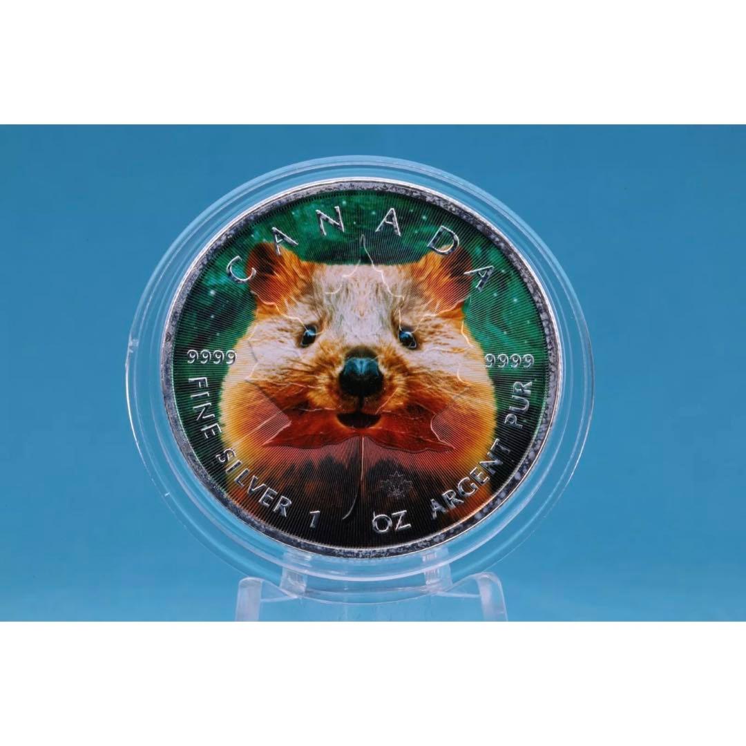 【世界100枚限定！】メイプルリーフ 銀貨 カラー クォッカワラビー 1オンス