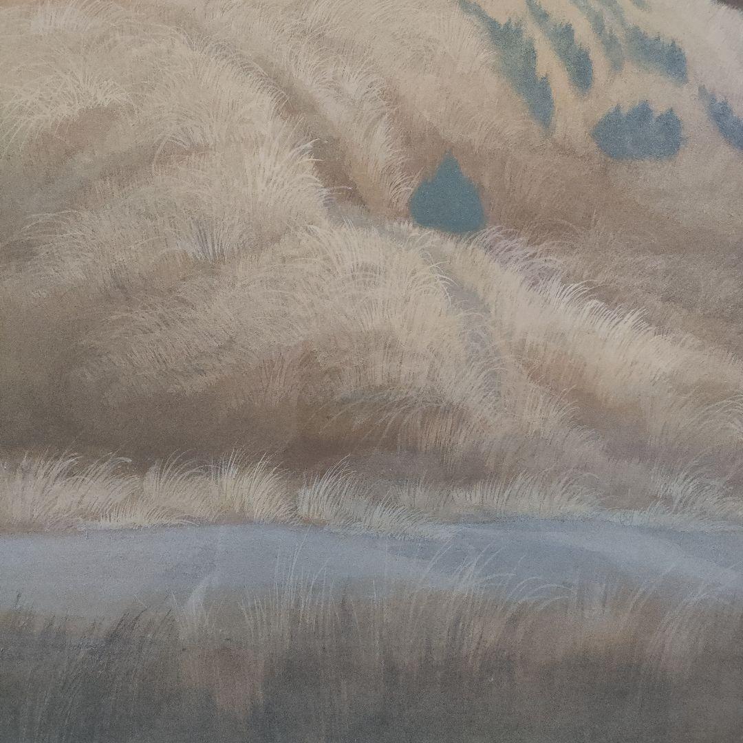 ★美品★ 谷井俊英　日本画 F15号『丘』 共シール付