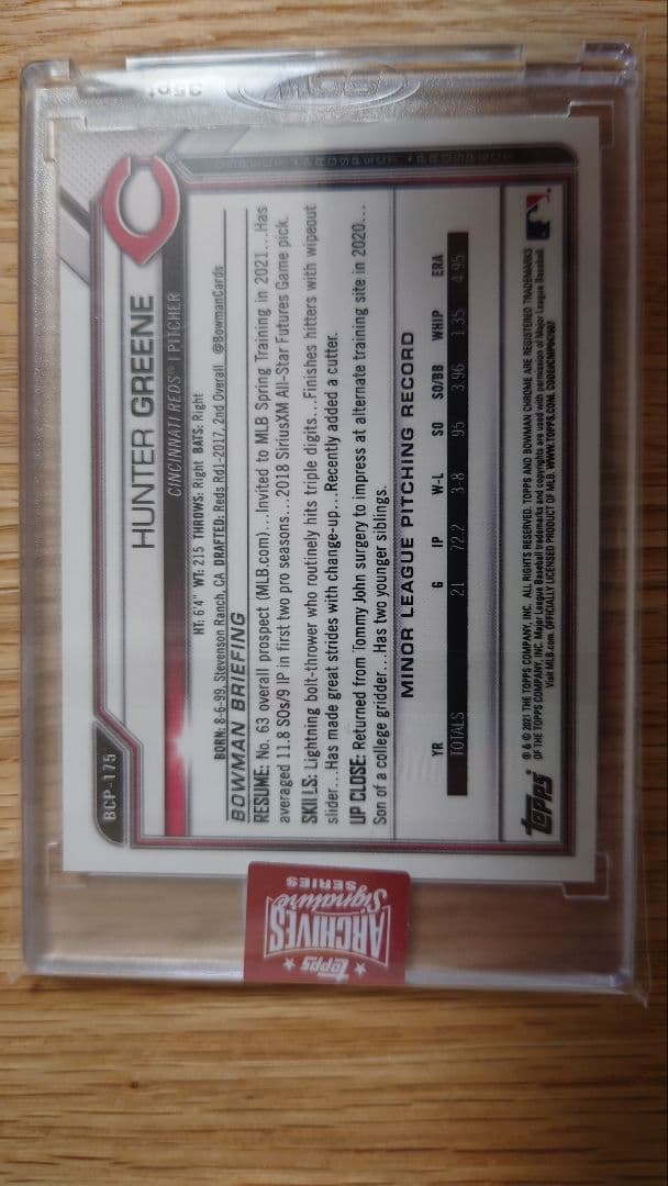 【4枚限定】 直書き toppsbowman HUNTER GREENE