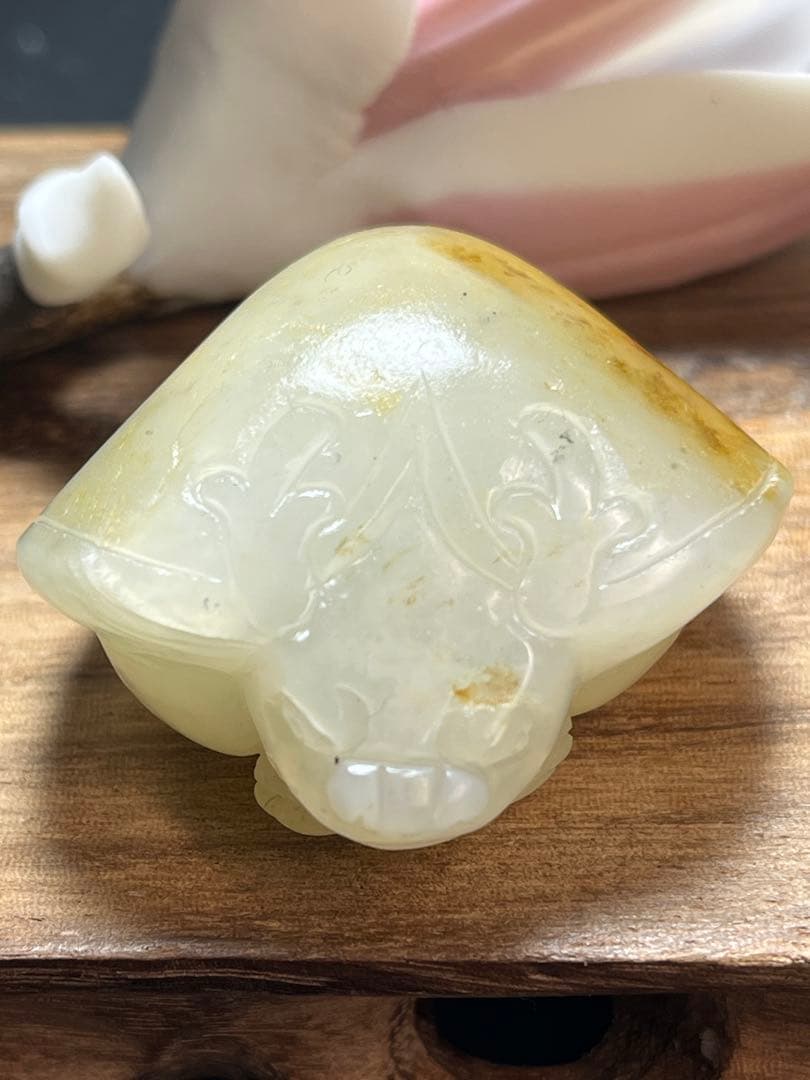 本物和田玉★子料★青花黄皮！招財モチーフ龍亀証明書付き03 新疆和田玉