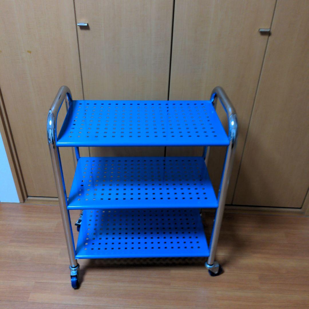 【Innovator】マルチワゴン三段シェルフ（ブルー