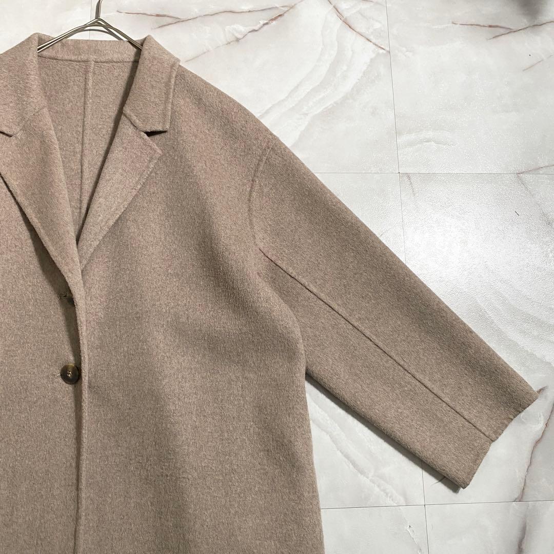 B18163 美品 ジェナ エスパスメルヴェイユ リバーコート ロング ベージュ