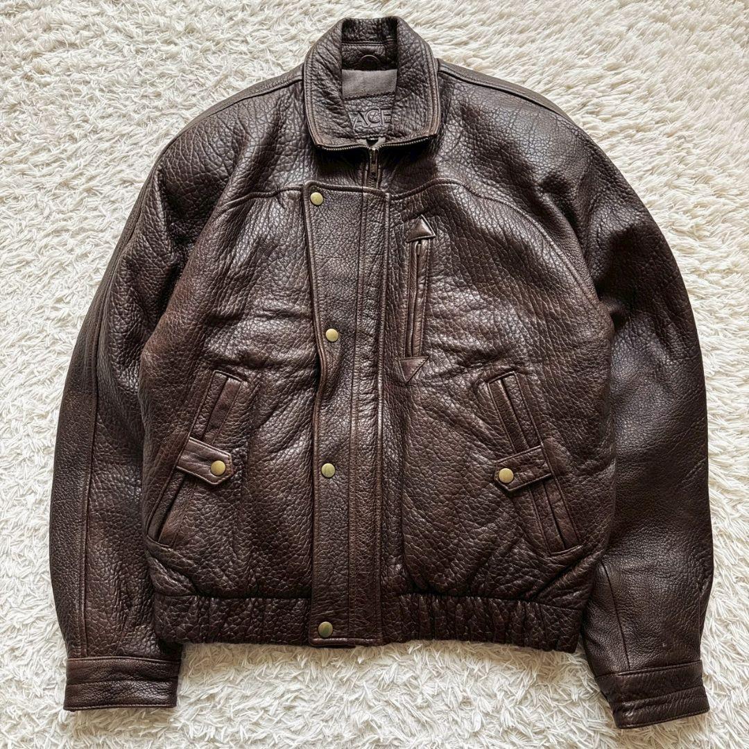 KADOYA MACEES 羊革 肉厚 短丈 レザーブルゾン ボンバージャケット
