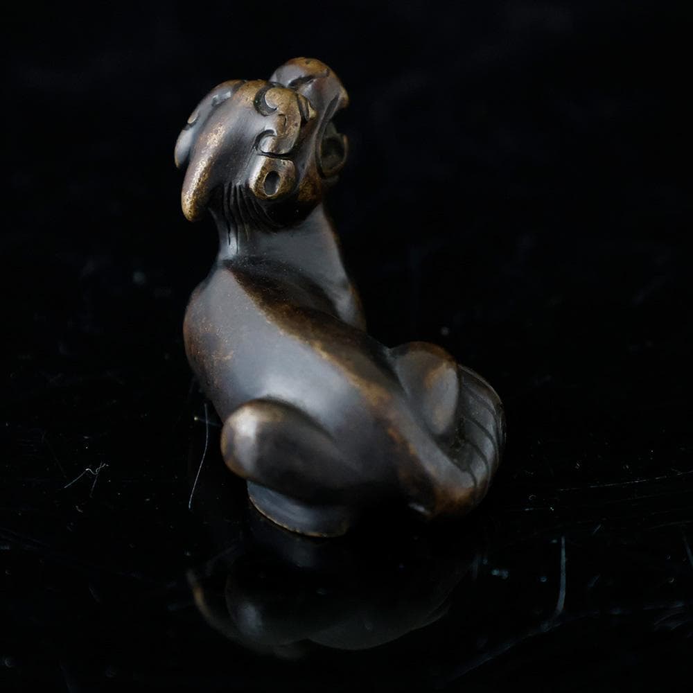 中国美術 時代物 古銅 獅子置物 線香 枕 まくら 銅製 唐物唐銅 高麗李朝