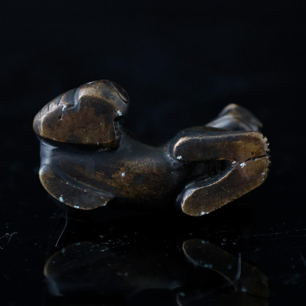 中国美術 時代物 古銅 獅子置物 線香 枕 まくら 銅製 唐物唐銅 高麗李朝