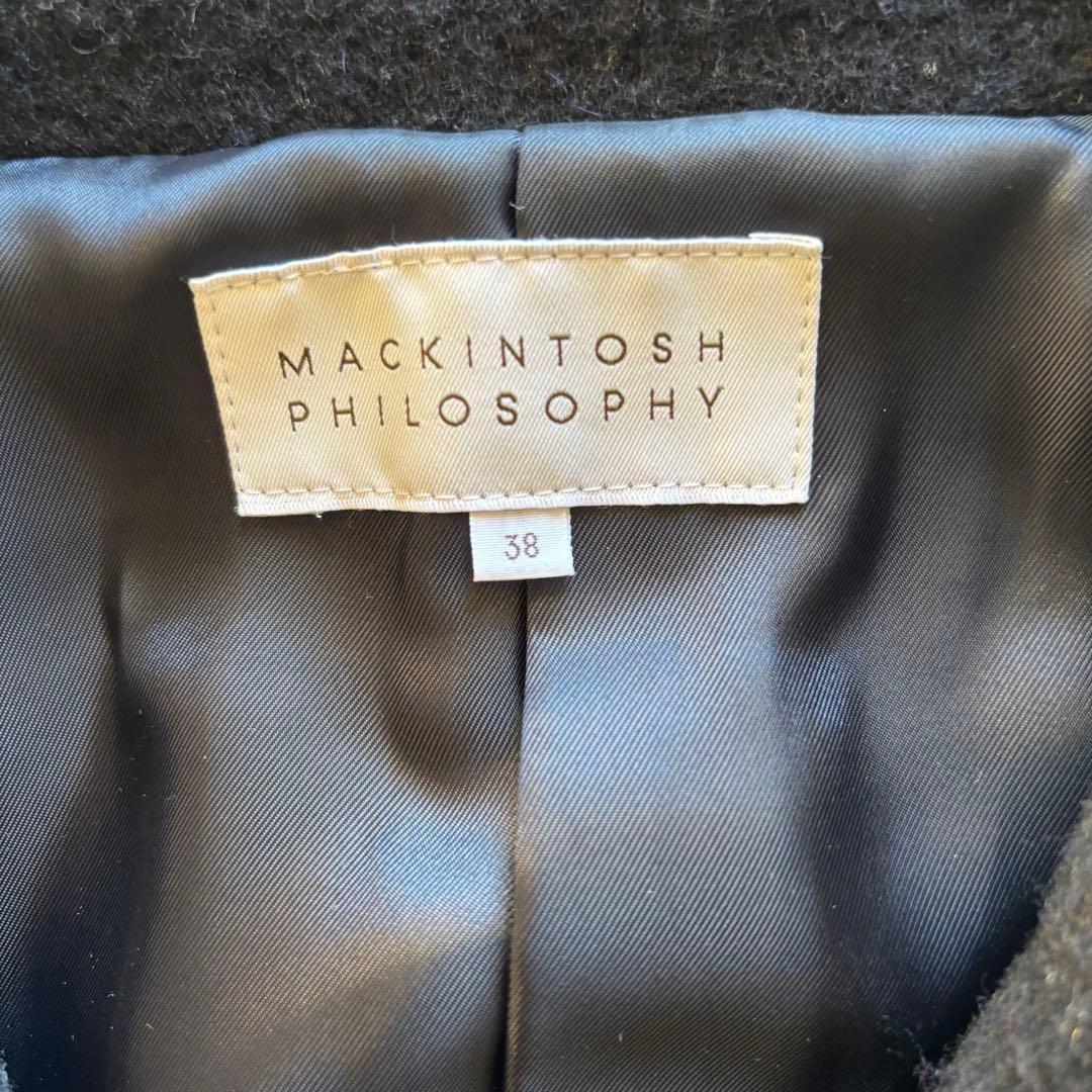 美品★マッキントッシュフィロソフィー　チェスターコート　刻印入りボタン　黒　M