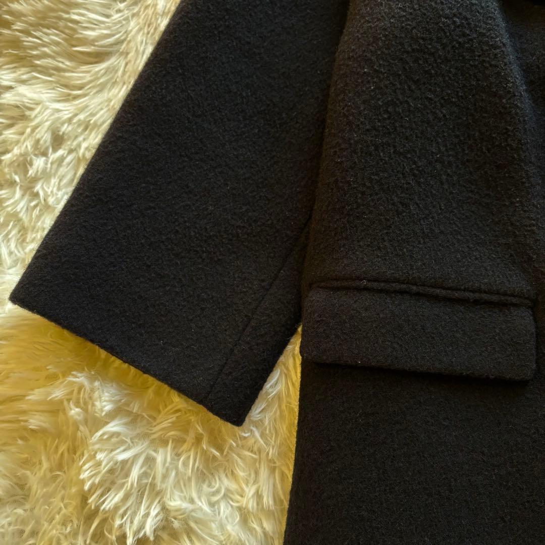 美品★マッキントッシュフィロソフィー　チェスターコート　刻印入りボタン　黒　M