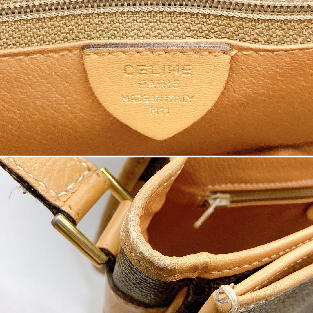 CELINE✨セリーヌ　ショルダーバッグ　マカダム　総柄　ヴィンテージ　ブラウン