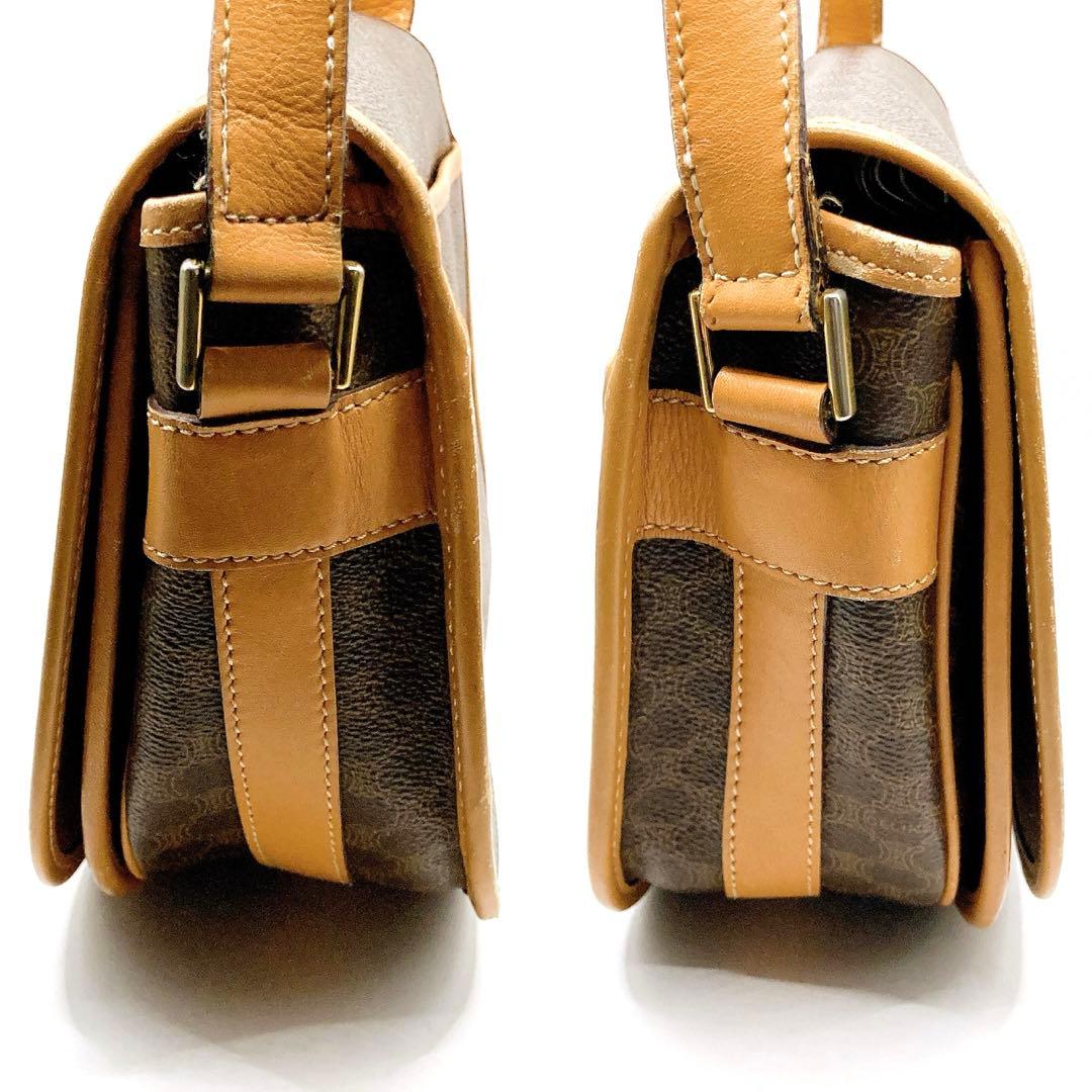 CELINE✨セリーヌ　ショルダーバッグ　マカダム　総柄　ヴィンテージ　ブラウン