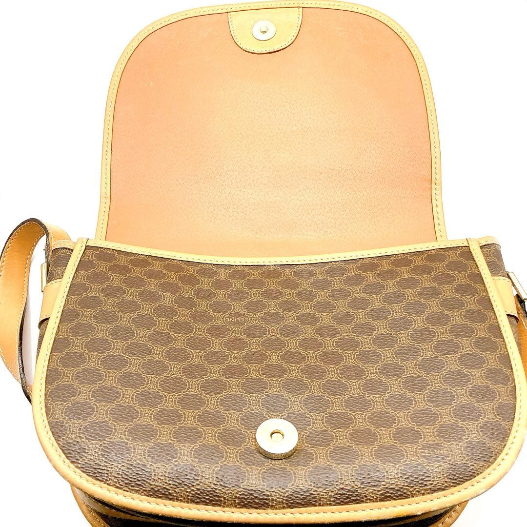 CELINE✨セリーヌ　ショルダーバッグ　マカダム　総柄　ヴィンテージ　ブラウン