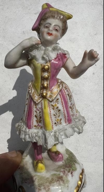 #3872 【可愛い置き物】マイセン Meissen 手描きのコロンバイン像