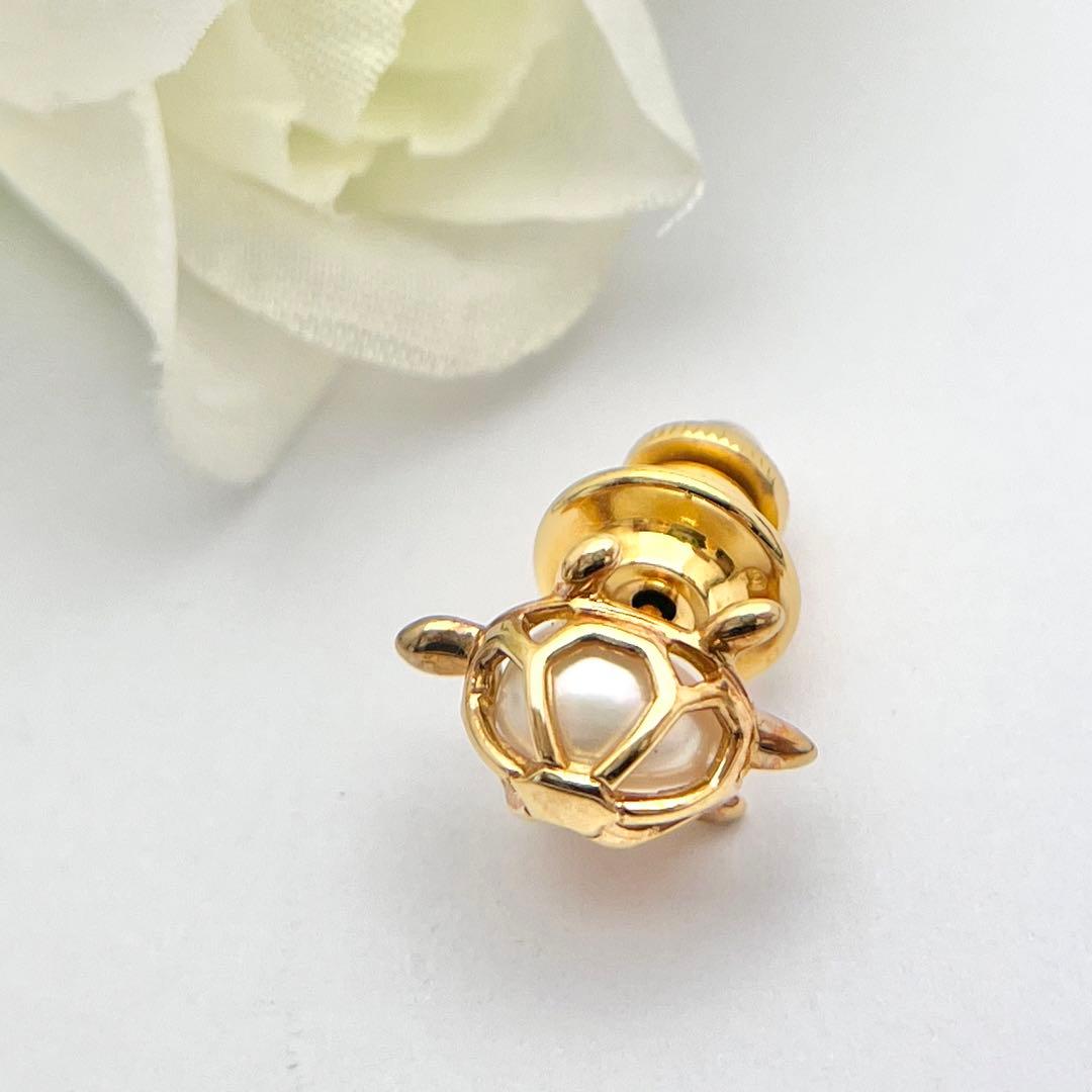 ☆美品☆ミキモト　K18 ピンブローチ　パール　カメ　皇室御用達ブランド